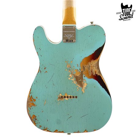 Fender Custom Shop Ltd. Ed. Telecaster Custom 60 RW Heavy Relic Surf Green Over 3 Color Sunburst