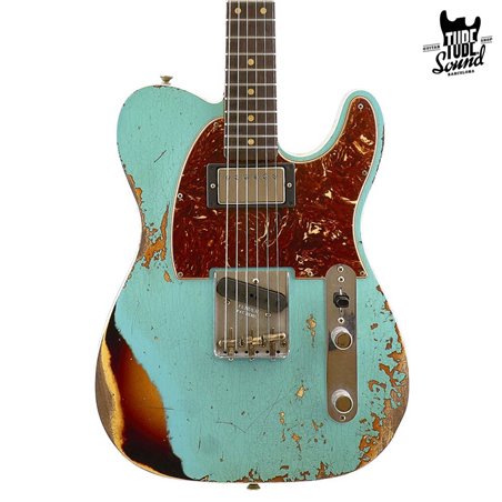 Fender Custom Shop Ltd. Ed. Telecaster Custom 60 RW Heavy Relic Surf Green Over 3 Color Sunburst