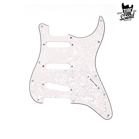 Fender Strat Pickguard 11 Holes 4 Ply White Moto Pearl
