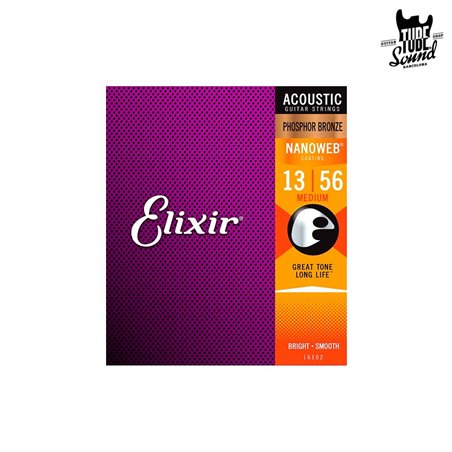 Elixir 16102 Phosphor Bronze Nanoweb Acoustic Medium 13-56