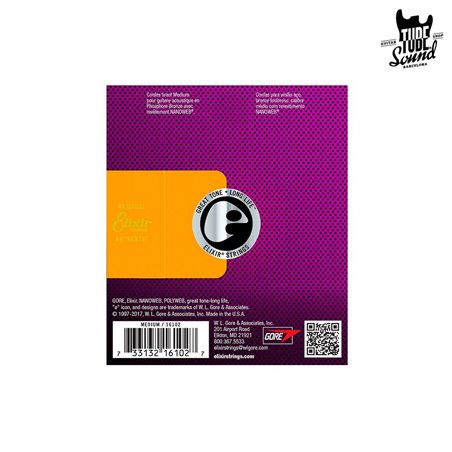 Elixir 16102 Phosphor Bronze Nanoweb Acoustic Medium 13-56