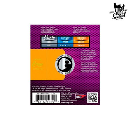 Elixir 11152 Bronze 80/20 Nanoweb Acoustic 12 String Light 10-47