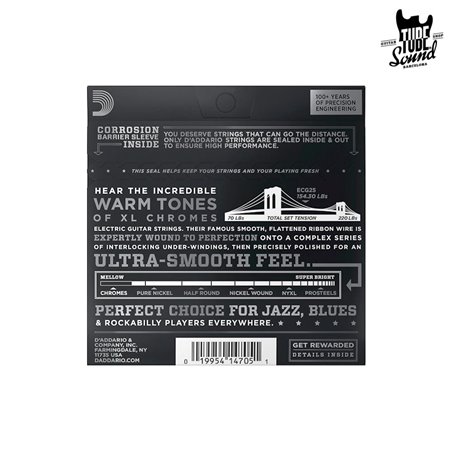 D'Addario ECG25 Chromes Flat Wound Electric Light 12-52