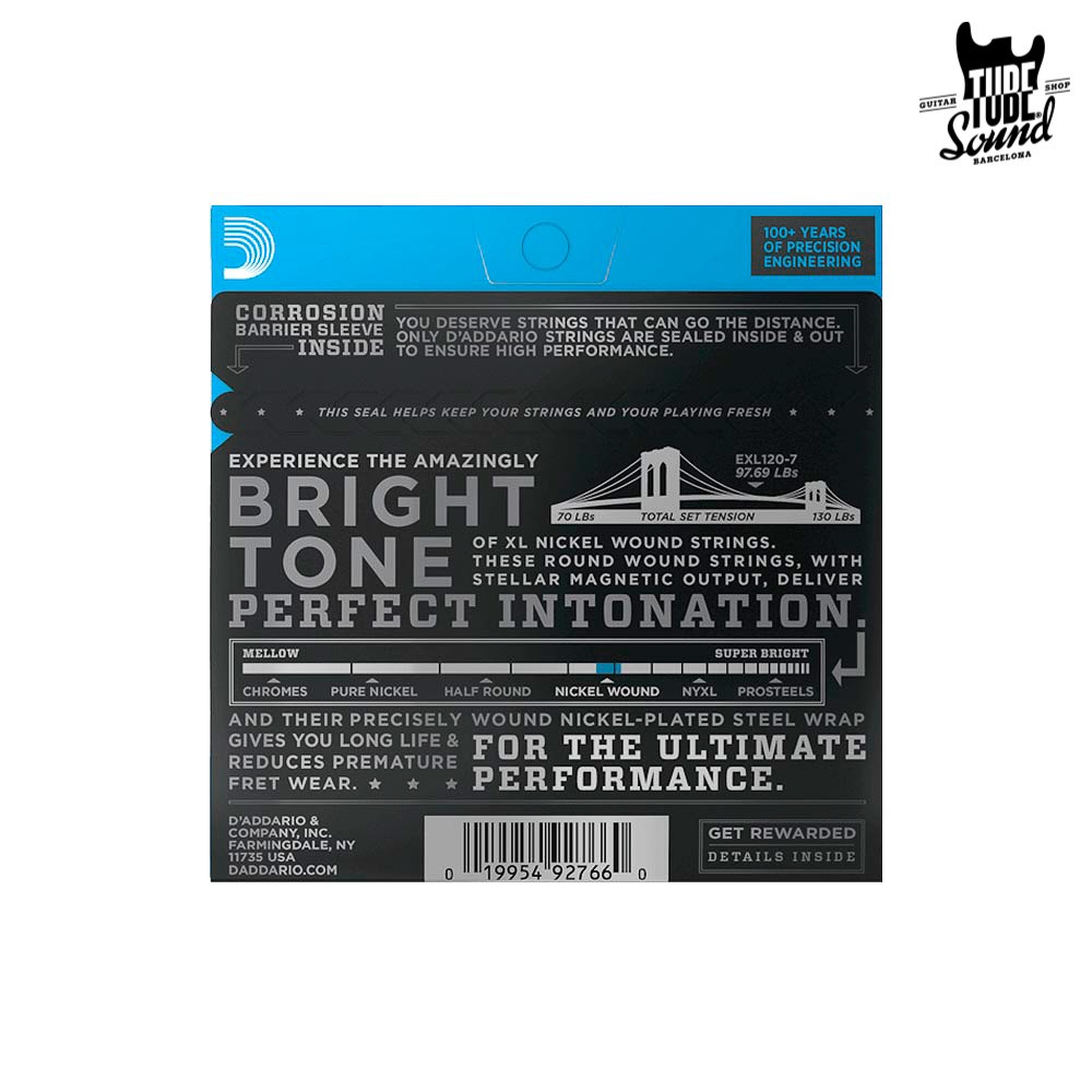 D'Addario EXL120-7 Nickel Wound 7 String Electric Super Light 09-54