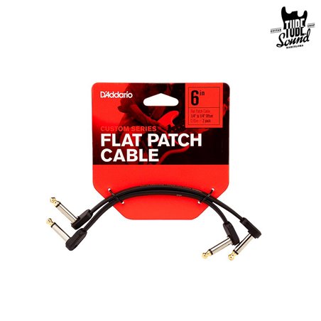 D'Addario PW-FPRR-206OS Custom Series Flat Patch Cable Offset Right Angle 6" Pack