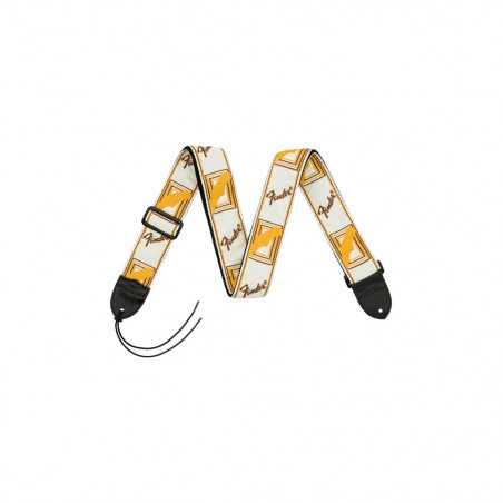 Fender 2" Monogrammed Strap White Brown Yellow