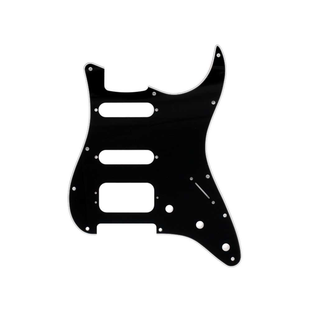 Fender Strat Pickguard 11 Holes 3-Ply HSS (3-Screw Humbucking Pickup Mount) Black