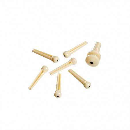 D'addario PWPS12 Plastic Bridge Pins Ivory with Ebony Dot