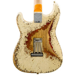 Fender Custom Shop Stratocaster 61 RW Super Heavy Relic Aged Olympic White Over 3 Color Sunburst