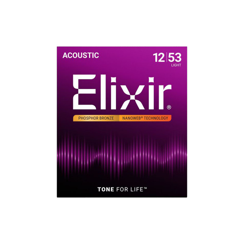 Elixir 16052 Phosphor Bronze Nanoweb Acoustic Light 12-53