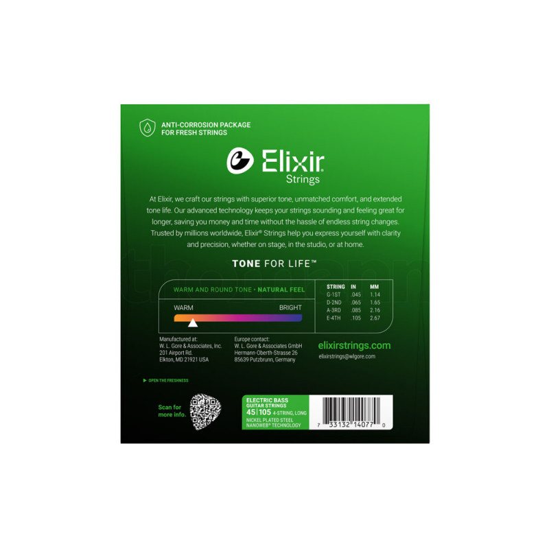 Elixir 14077 NPS Nanoweb Bass Light Medium 45-105