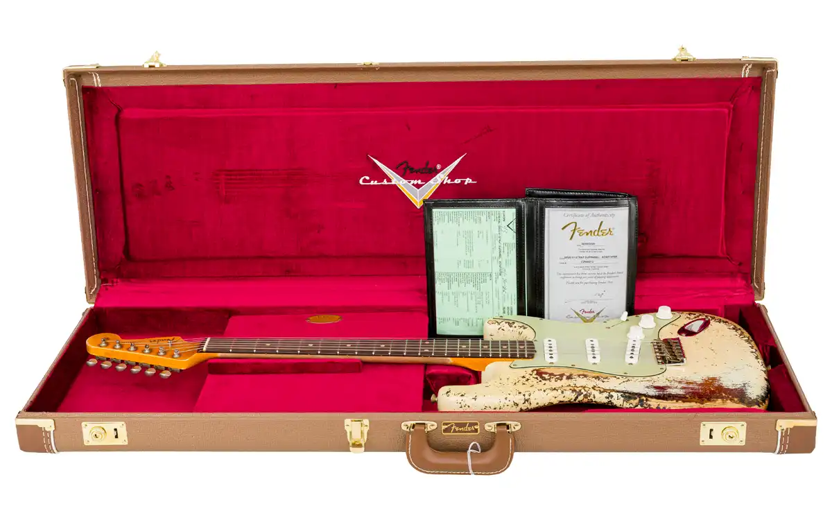 Fender Custom Shop Stratocaster 60 RW Heavy Relic Aged Olympic White Over 3 Color Sunburst