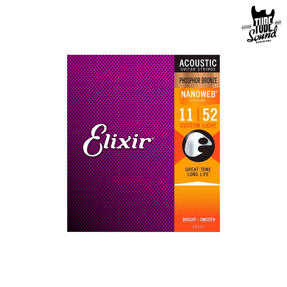 Elixir 16027 Phosphor Bronze Nanoweb Acoustic Custom Light 11 52 Tube Sound Barcelona